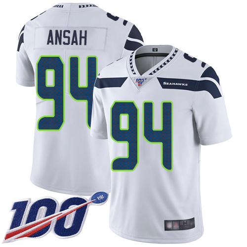 Seattle Seahawks Limited White Men Ezekiel Ansah Road Jersey NFL Football 94 100th Season Vapor Untouchable